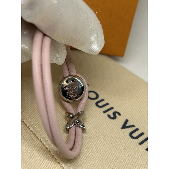 Louis Vuitton Keep A Secret M6677F Pink Leather Metal Bracelet 6 inches - Picture 11 of 13